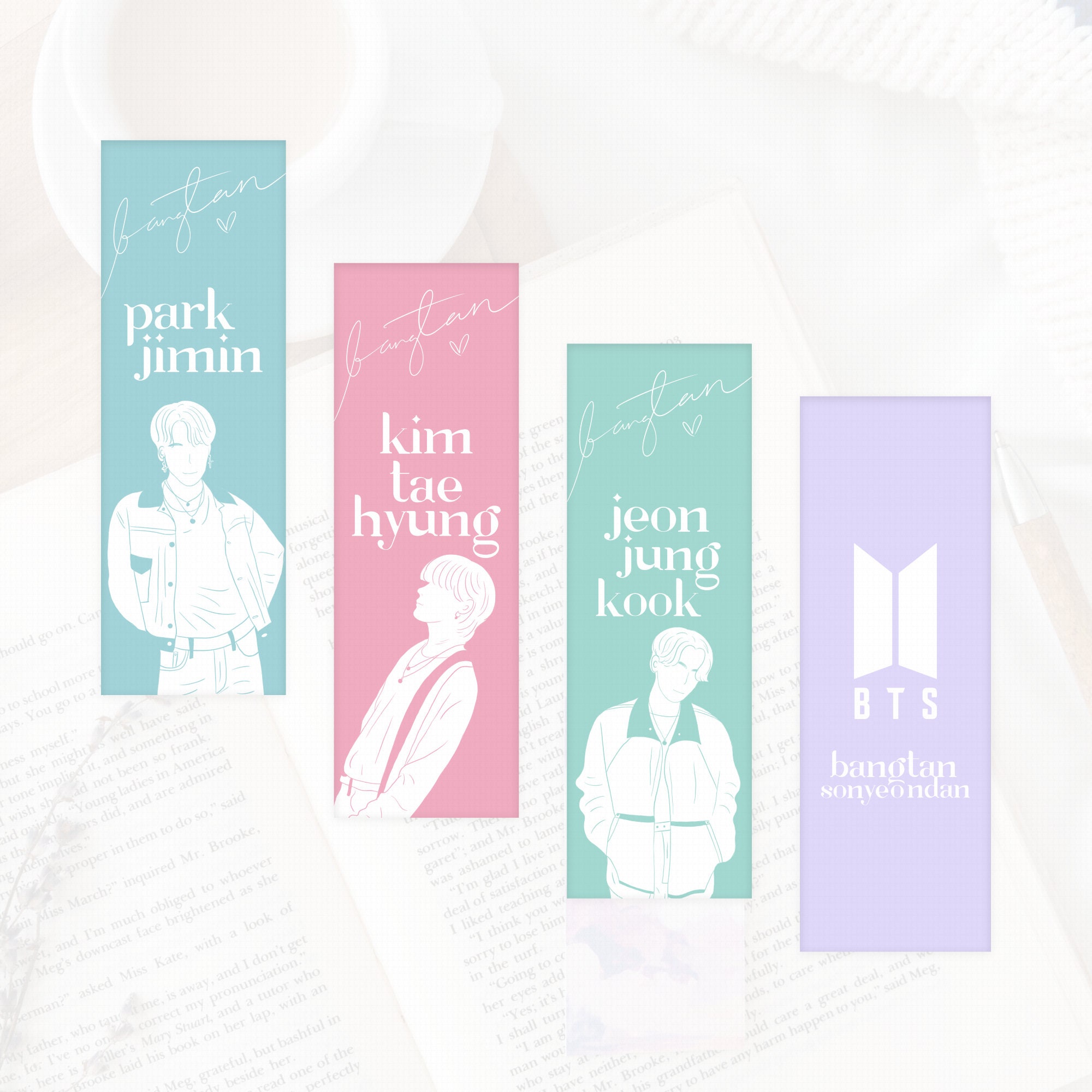 Cute BTS Printable Bookmark Set Kpop Stationery - Etsy