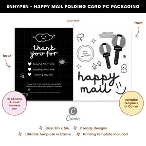 Enhypen Kpop Happy Mail Printable Photocard Packaging Envelope Editable Thank You Card Trading Mailer Fan Foldable Stationery Toploader