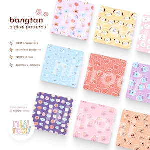 BTS BT21 Kpop Digital Muster Wallpaper Pack Digitales Papier Schreibwaren Goodnotes Journal BTS Briefpapier Geschenkpapiere Notebook Planer Geschenk