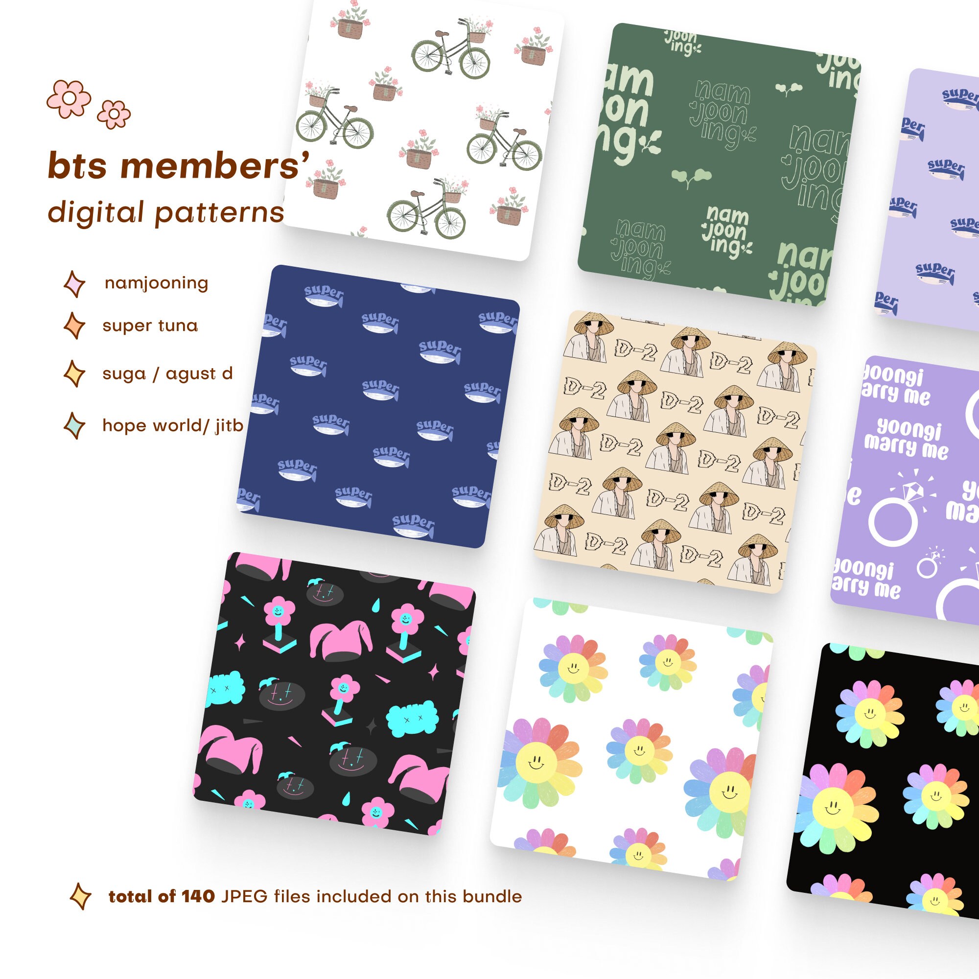 BTS Bundle Kpop Digital Patterns, Wallpaper Pack - Etsy