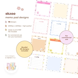 Bloco de notas Stray Kids Skzoo, lista de tarefas, bloco de notas para impressão, pacote de design, papelaria KPOP, folhas de memorando, páginas de notas adesivas, uso comercial e empresarial