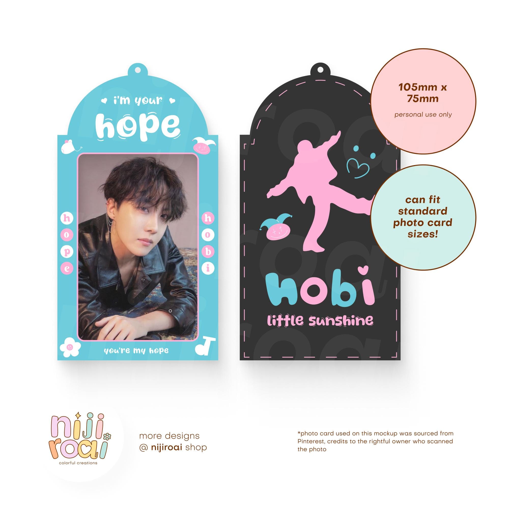 BTS Jhope Hobi Photocard Holder Template Printable Custom