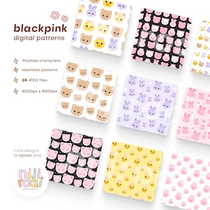 Kpop Blackpink Plush Printable Patterns, digital wallpaper pack