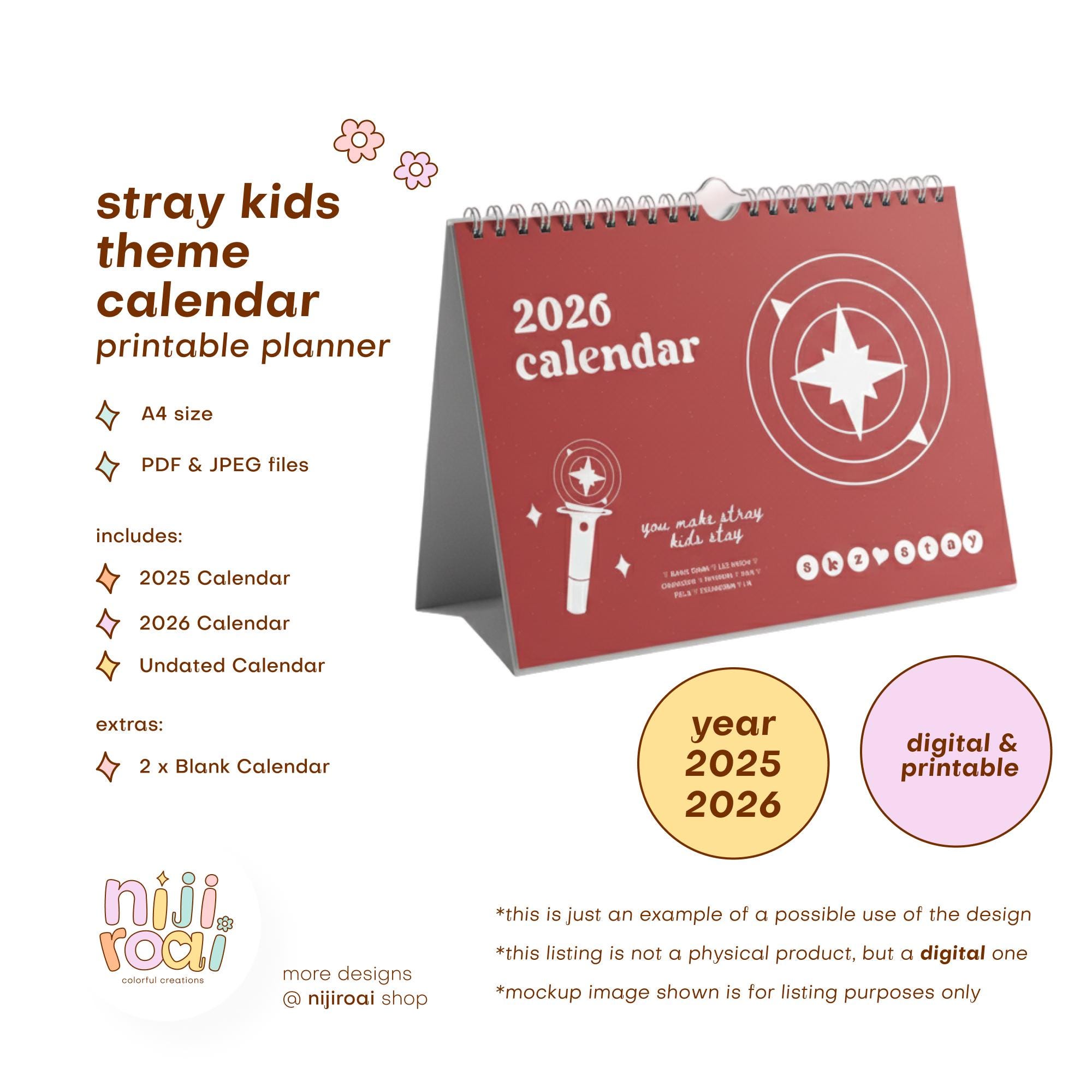 Calendrier De Bureau 2026 Stray Kids SVT I-DLE - Agenda Planner Mensuel Avec Photos Idols K-POP