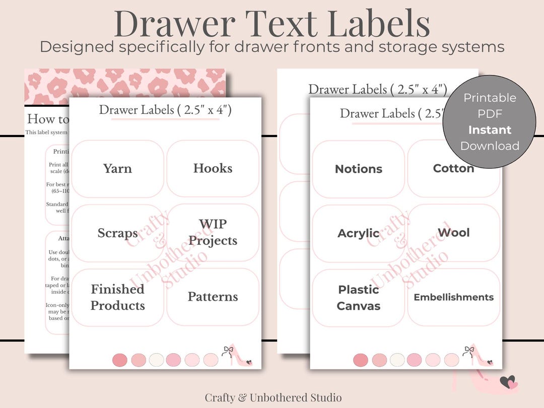 Printable Drawer Text Labels | Craft Room Organization (PDF) - Etsy