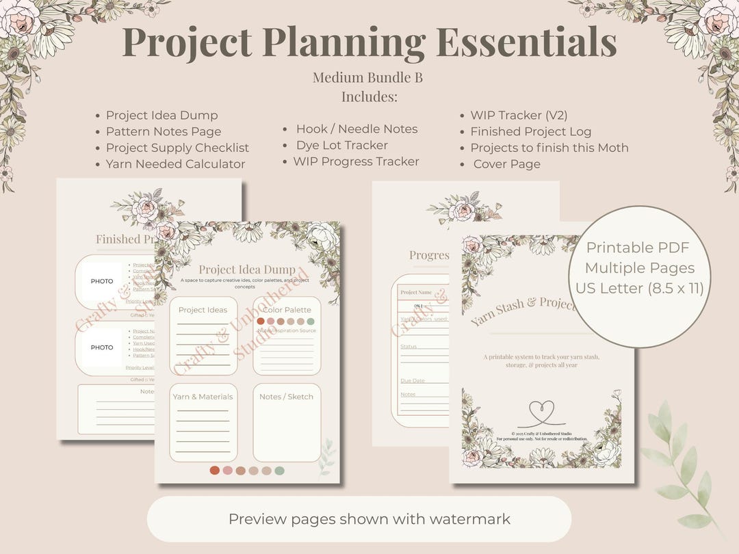 Project Planner Essentials Bundle | Yarn Stash & WIP Tracker ...