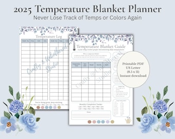 Temperature Blanket Crochet Guide | Printable Planner Page | Yarn Color & Temp Chart | Digital Download
