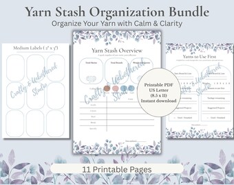 Garden Yarn Planner Bundle | Yarn Stash Overview, Skein Count Log & Yarn Labels | Printable Crochet Organizer