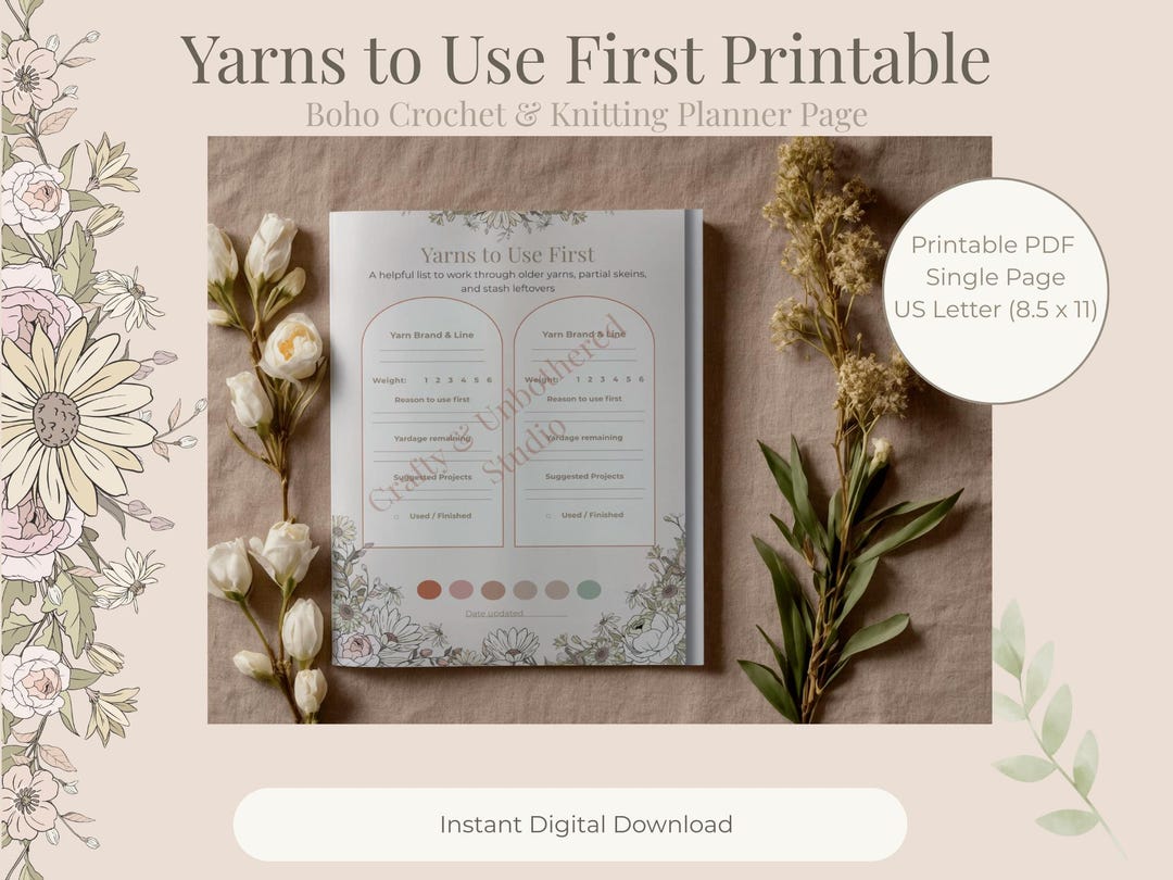 Yarns to Use First Printable | Yarn Priority | Crochet Planner Page ...
