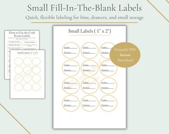 Fill-In-The-Blank Craft Labels | Yarn & Storage Organization (Printable PDF) | 1" x 2"