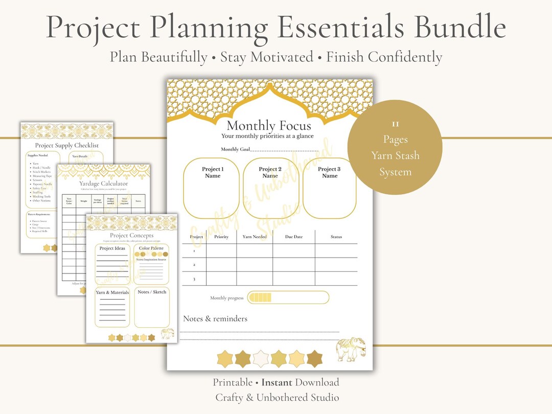 Project Planning Essentials Bundle | Elegant Crochet & Knitting Planner ...