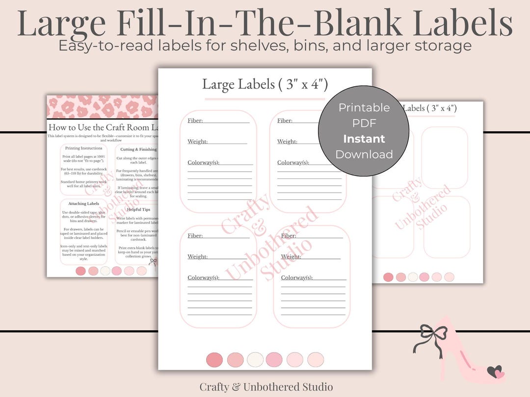 Large Fill-in-the-blank Labels | Printable Storage Labels | Yarn Room ...