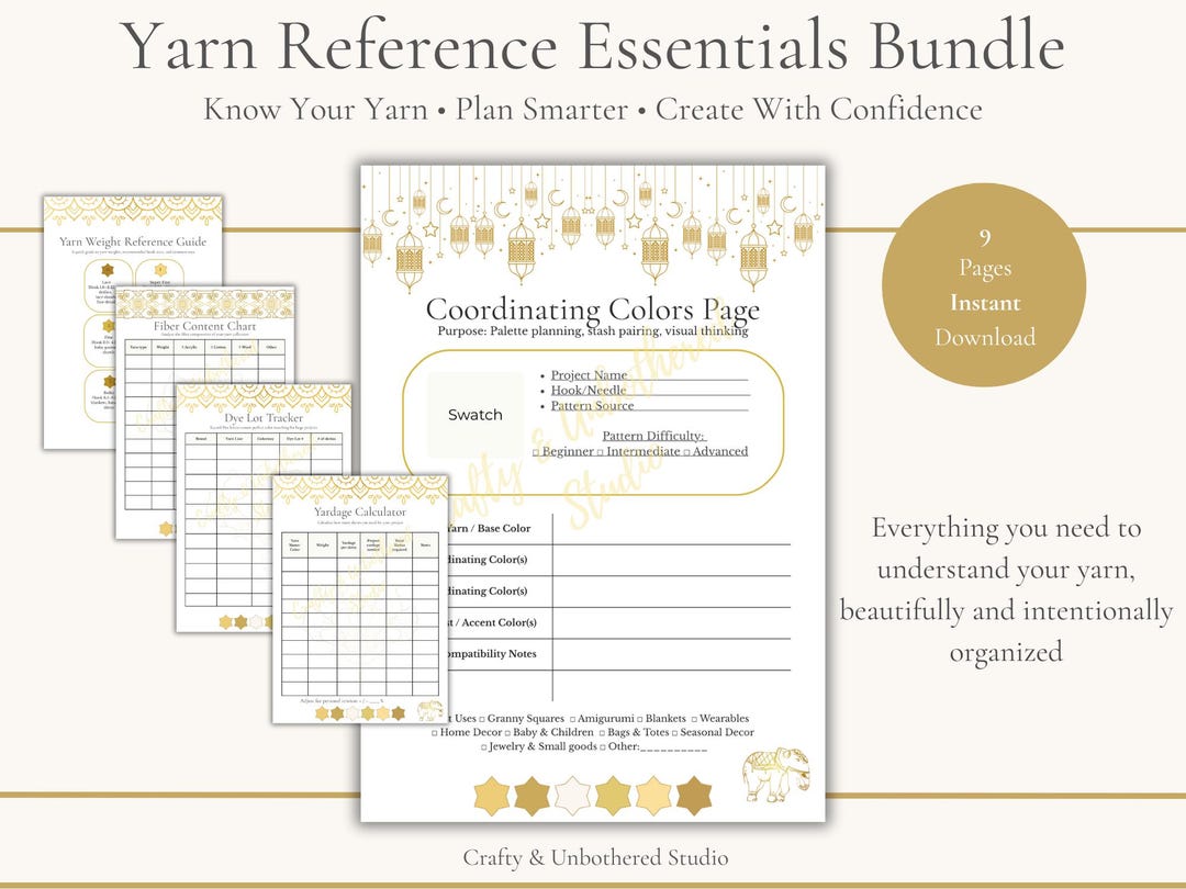 Yarn Reference Essentials Bundle | Printable Yarn Planning & Reference ...
