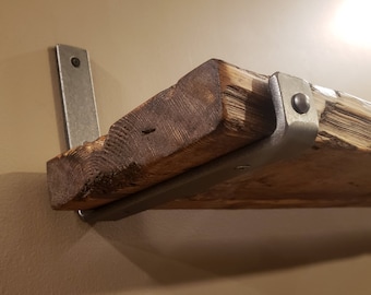 Rustic Metal Shelf Bracket - J Shape - 1.25" wide