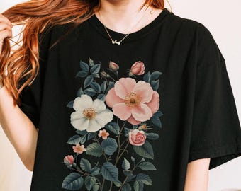 Vintage Roses PNG, Cottagecore Rose Flower, Retro Nature Botanical Floral, Sublimation, Digital Download, Shirt Design, Graphic Art