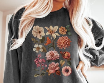 Gothic Flowers PNG, Vintage Boho Wild Flower, Wildflower Botanical Floral, Instant Download, Digital Download, Shirt Design, Graphic Art