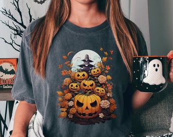 Spooky Pumpkins PNG, Ghost Pumpkin Floral, Fall Halloween Costume Sublimation, Instant Download Digital Download Shirt Design Graphic Art