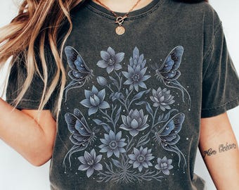 Witchy Luna Moth Floral PNG, Boho Celestial Moth Butterfly, Sublimation Instant Download Digital Download, Shirt Design, Graphic Art