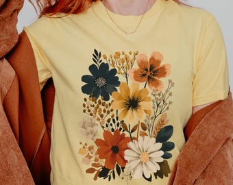 Boho Wildflowers PNG, Cottagecore Nature Wild Flower, Nature Botanical Floral, Sublimering, Digital Nedladdning, Skjorta Design, Grafisk Konst