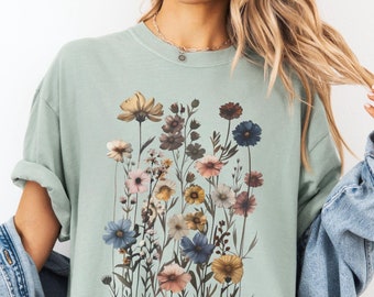 Wildblumen PNG, Frühling Boho Wildblume, Natur Botanische Blumen, Sublimation, digitaler Download, Shirt Design, Grafik Art
