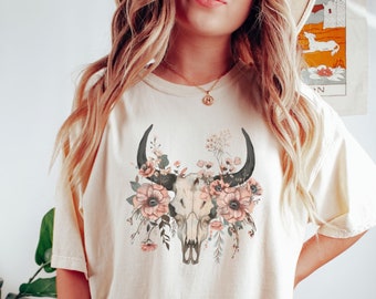 Boho Cow Skull Floral PNG, Country Farm Wild West, Cowgirl, Western Sublimation, Instant Digital Download, Shirt Design Graphic Art