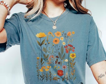 Vintage gepresste Wildblumen PNG, Frühling Boho Wildblume, Retro botanische Blumen, sofortiger digitaler Download, Shirt-Design, Grafik-Kunst