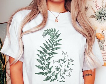 Fern Leaf and Wildflowers PNG, Cottagecore Botanical Floral Botanical, Sublimation, Digital Download, Shirt Design, Graphic Art