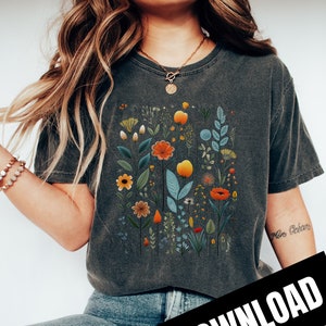 Wildflowers Cottagecore PNG, Aesthetic Summer Wild Flower, Botanical Floral, Instant Download, Digital Download, Shirt Design, Graphic Art