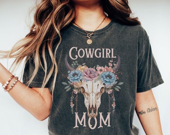 Cowgirl Mom Floral PNG, Western Cow Skull Wild West Sublimation, Clipart, Instant Download, Digital Download, Shirt Design Graphic Art