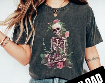 Skeleton Pink Flowers PNG, Summer Floral Skull, Bride Skeleton, Sublimation, Instant Download, Digital Download, Shirt Design, Graphic Art