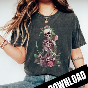 Skeleton Pink Flowers PNG, Summer Floral Skull, Bride Skeleton, Sublimation, Instant Download, Digital Download, Shirt Design, Graphic Art
