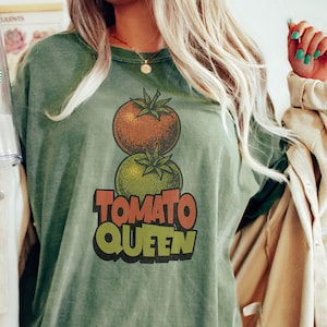 Tomato Queen PNG, Retro Foodie Tomato Lover, Veggie Gardening Plant Lover Sublimation Digital Download, Shirt Design Graphic Art