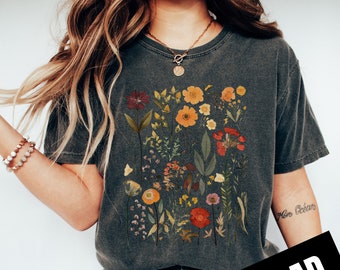 Retro Pressed Wildflowers PNG, Spring Boho Wild Flower, Botanical Floral, Instant Download, Digital Download, Shirt Design, Graphic Art