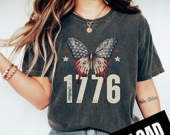1776 Retro Patriotic Butterfly PNG, 4th of July Sublimation USA Independence Day Instant Download, Digital Download Shirt Design Graphic Art