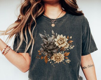 Gothic Black Floral PNG, Boho Wild Flower, Nature Botanical Floral, Instant Download, Digital Download, Shirt Design, Graphic Art