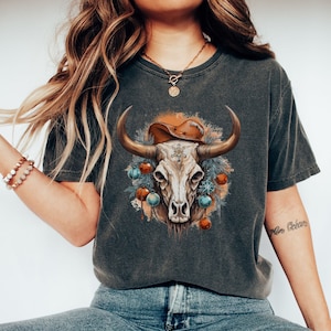 Cow Skull Christmas Floral PNG, Western Desert Wild West Sublimation, Clipart, Instant Download, Digital Download, Shirt Design Graphic Art