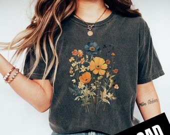 Retro Wildflowers PNG, Aesthetic Vintage Wild Flower, Nature Floral, Sublimation Instant Download, Digital Download Shirt Design Graphic Art