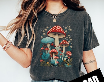 Pilz Wald Cottagecore PNG, Retro Herbst Natur Goblincore Botanische Blumen Sofortiger Download Digital Download Shirt Design Grafik-Kunst