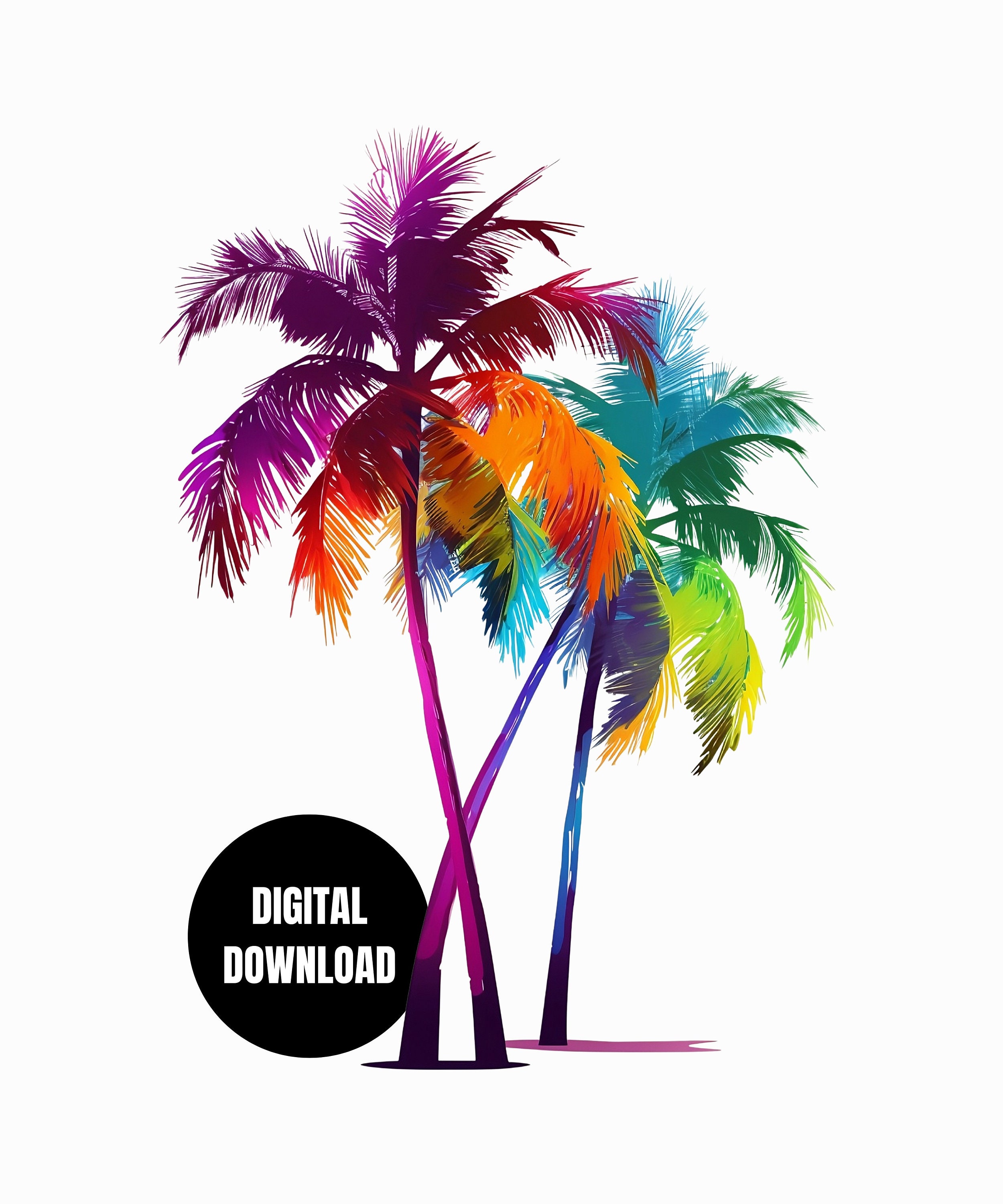 Palm Trees PNG Vibrant Colors Tropical Palm Tree Summer - Etsy