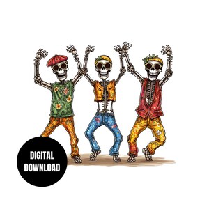 Esqueletos masculinos bailando PNG, Mejor amigo, despedida de soltero de viaje de chicos, descarga instantánea de sublimación, diseño de camiseta con descarga digital, arte gráfico