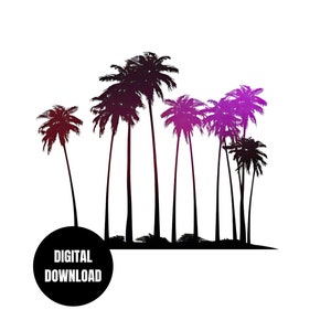 Palm Trees Y2K PNG, Tropical Palm Tree Beach Retro Summer Design, Sublimation Instant Download, Digital Download, Shirt Design Graphic Art