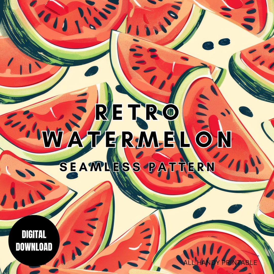 Retro Watermelon Seamless Pattern JPG, Tropical Cottagecore Summer ...