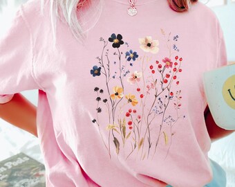 Retro Pressed Wildflowers PNG, Spring Boho Wild Flower, Botanical Floral, Instant Download, Digital Download, Shirt Design, Graphic Art