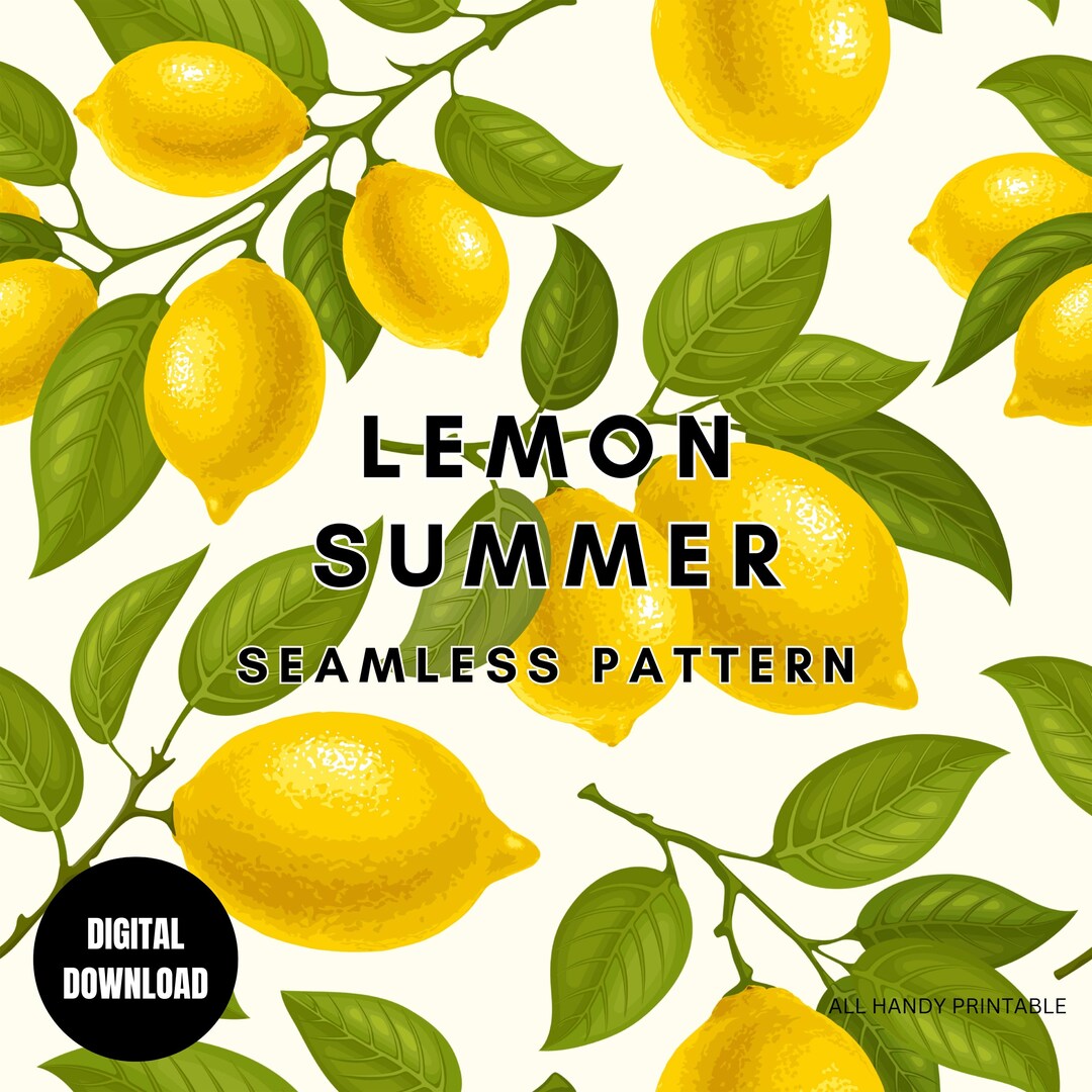 Lemon Summer Seamless Pattern JPG, Cottagecore Fruit Botanical ...