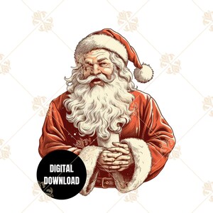 Retro Santa PNG, Vintage Christmas Santa Claus, Xmas Holiday Season, Clipart, Instant Download, Digital Download, Shirt Design, Graphic Art