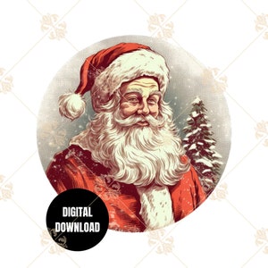 Retro Santa PNG, Vintage Christmas Santa Claus, Xmas Holiday Season, Clipart, Instant Download, Digital Download, Shirt Design, Graphic Art