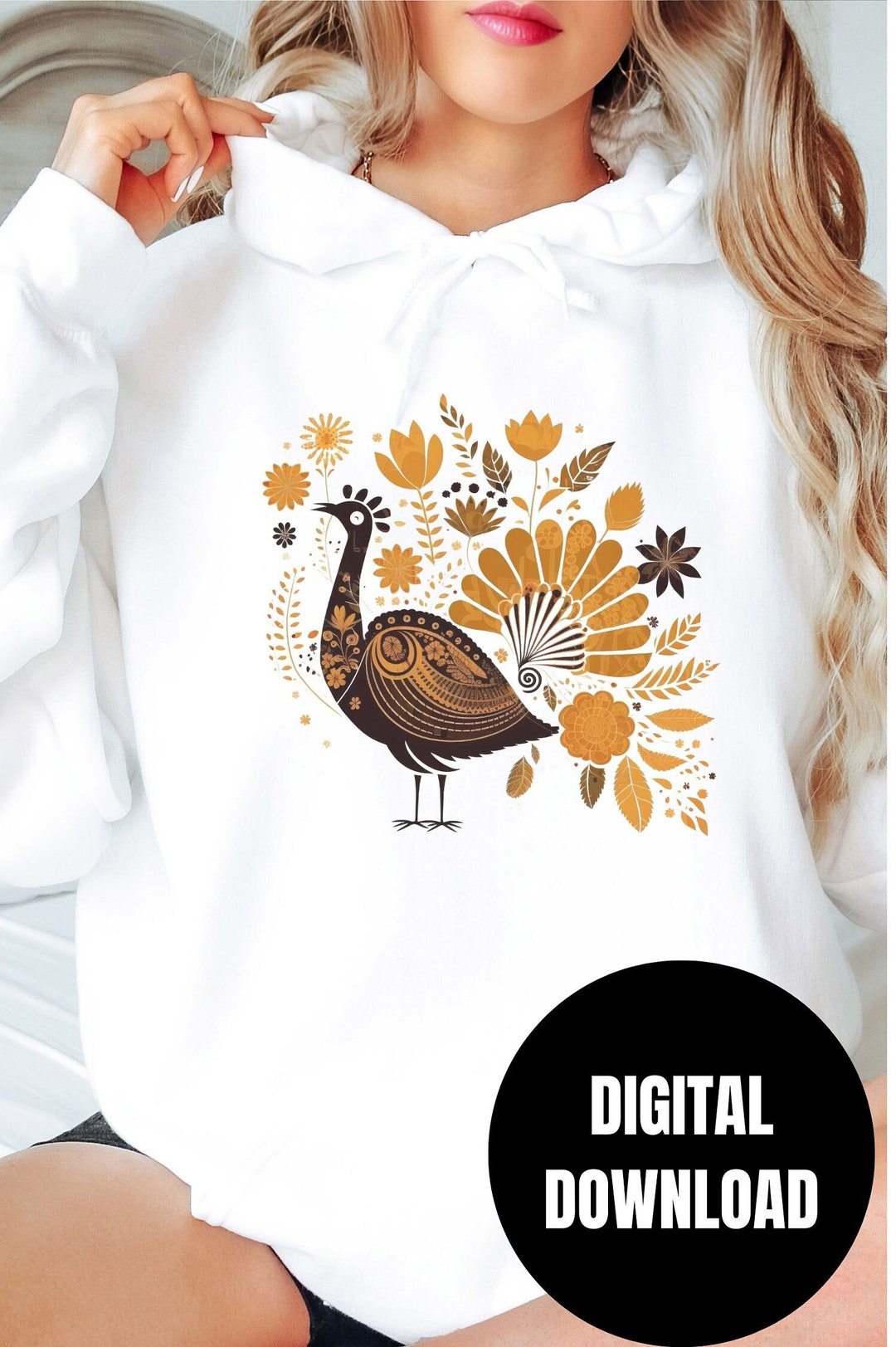 Turkey Floral PNG Aesthetic Bird Fall Vibes Thanksgiving - Etsy