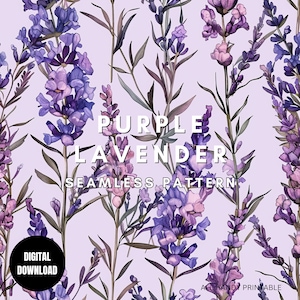Purple Lavender Floral Seamless Pattern JPG, Cottagecore Flower Repeating Pattern, Surface Pattern, Patterns For Fabrics, Digital Paper