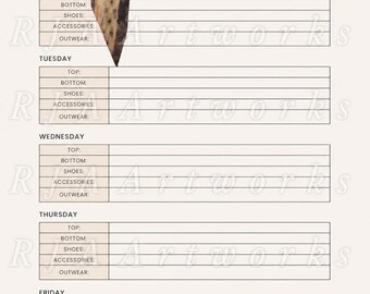 Weekly Outfit Planner | Instant Download