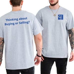 Coldwell Banker Realty Logo Unisex T-Shirt, Thinking About Buying or Selling on Back, Coldwell Banker Realtor T-Shirt, Gift for Realtor. image 1